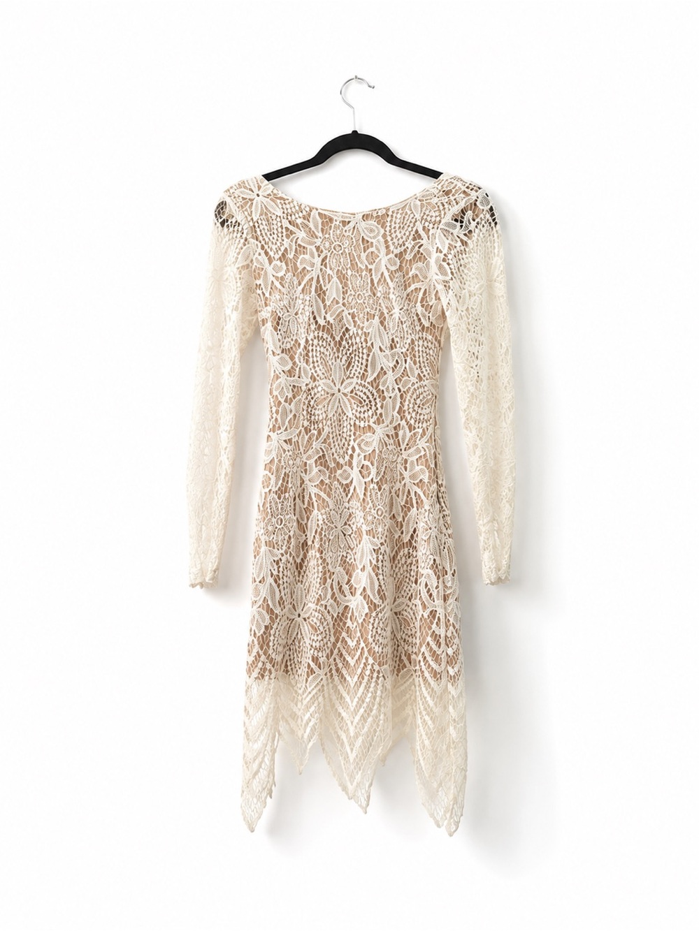 Women's Ivory Crochet Lace Long-Sleeve Dress